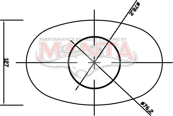 3in, 8in x 5in Oval Offset/Centre, 14in (350mm) Long, Megaflow Muffler - Medium - Aluminised Steel