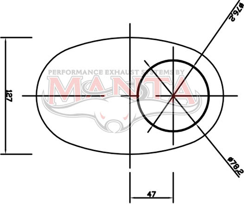 3in, 8in x 5in Oval Offset/Centre, 16in (400mm) Long, Megaflow Muffler - Medium - Aluminised Steel