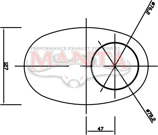 3in, 8in x 5in Oval Offset/Offset, 16in (400mm) Long, Megaflow Muffler - Medium - Aluminised Steel