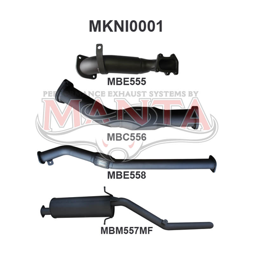 Nissan Navara D22 3.0L 3in Exhaust With Cat, with Muffler