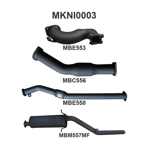 Nissan Navara D22 2.5L 3in Exhaust With Cat, with Muffler