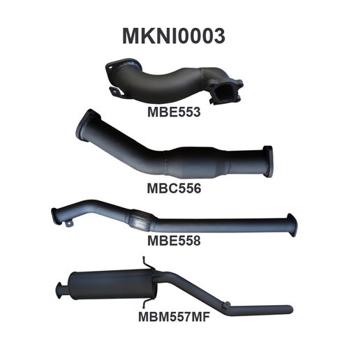 Nissan Navara D22 2.5L 3in Exhaust With Cat, with Muffler