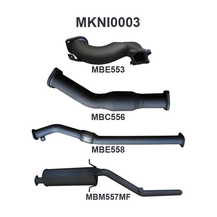 Nissan Navara D22 2.5L 3in Exhaust With Cat, with Muffler