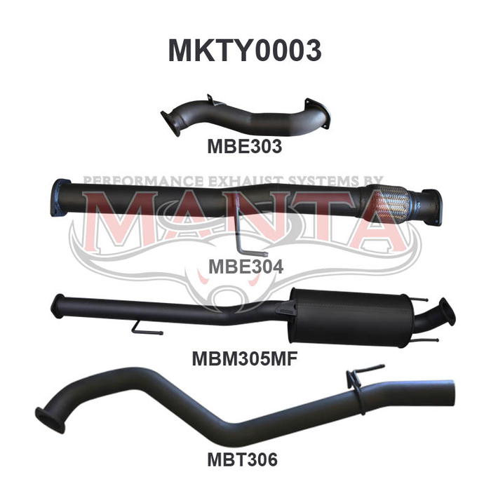 Toyota Hilux KUN26R 3.0L D4D 3in Muffler NO Cat