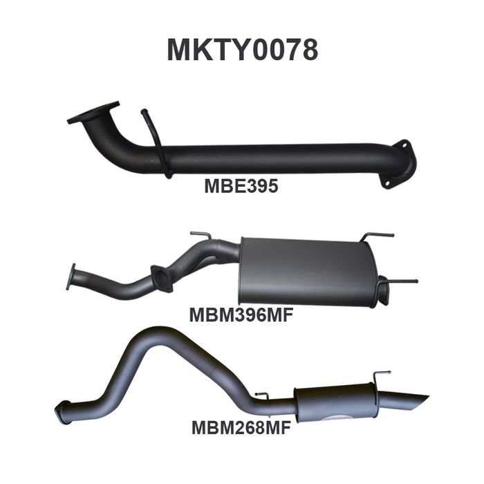 UZJ100 LANDCRUISER 4.7L V8 3in CAT-BACK EXHAUST WITH CENTRE & REAR MUFFLER