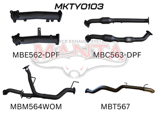 Toyota Landcruiser VDJ200 DPF 2.5in With Cat Pipe only, Dump Tip