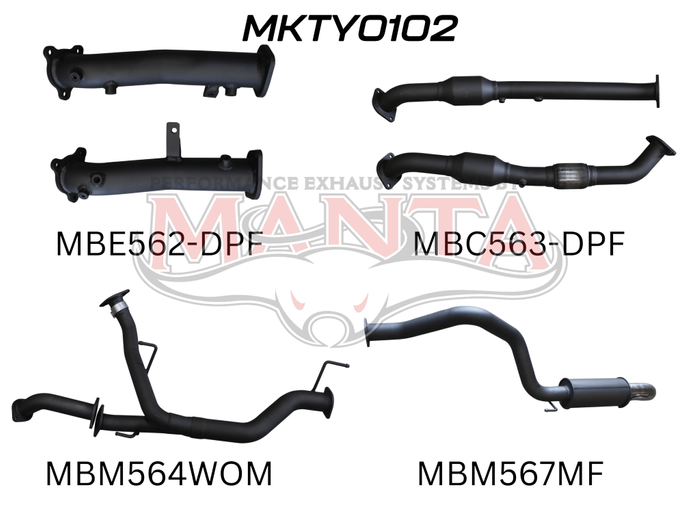 Toyota Landcruiser VDJ200 DPF 2.5in With Cat, Muffler Rear, Dump Tip