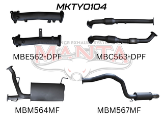 Toyota Landcruiser VDJ200 DPF 2.5in NO Cat Muffler Centre & Rear, Dump Tip