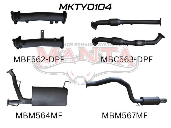Toyota Landcruiser VDJ200 DPF 2.5in NO Cat Muffler Centre & Rear, Dump Tip