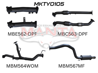 Toyota Landcruiser VDJ200 DPF 2.5in NO Cat, Muffler Rear Dump Tip
