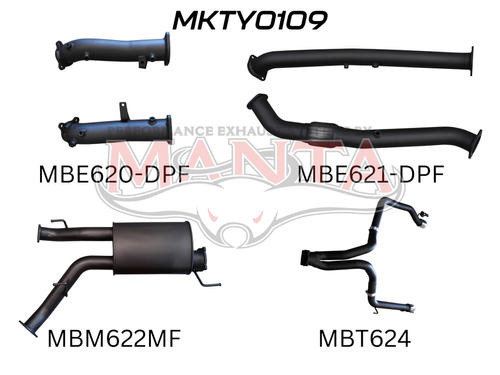 Toyota Landcruiser VDJ200 DPF 3in Dual NO Cat, Muffler, Exit L & R