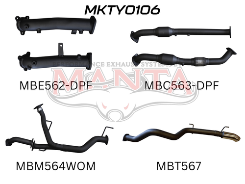 Toyota Landcruiser VDJ200 DPF 2.5in NO Cat Pipe only Dump Tip