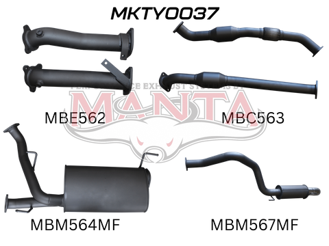 Toyota Landcruiser VDJ200 2.5in With Cat Muffler C&R, Dump Tip