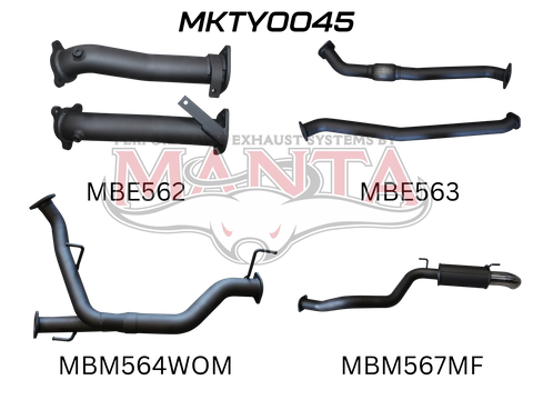 Toyota Landcruiser VDJ200 2.5in NO Cat Muffler Rear, Dump Tip