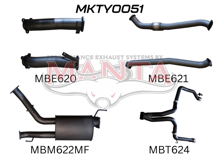 Toyota Landcruiser VDJ200 3in Dual NO Cat, W/Muffler, Exit L&R