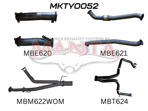 Toyota Landcruiser VDJ200 3in Dual NO Cat, NO Muffler, Exit L & R
