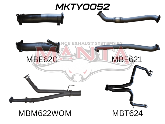 Toyota Landcruiser VDJ200 3in Dual NO Cat, NO Muffler, Exit L & R