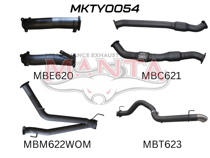 Toyota Landcruiser VDJ200 3in Dual With Cat, NO Muffler, 4in Exit