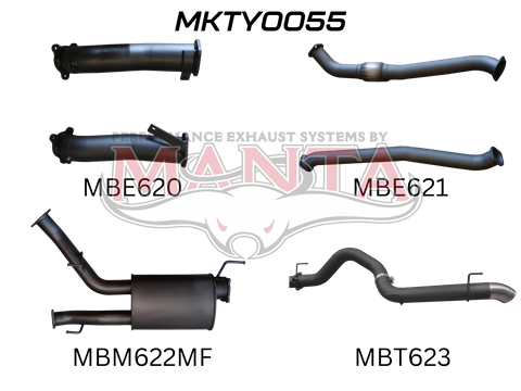 Toyota Landcruiser VDJ200 3in Dual NO Cat, W/Muffler, 4in Exit