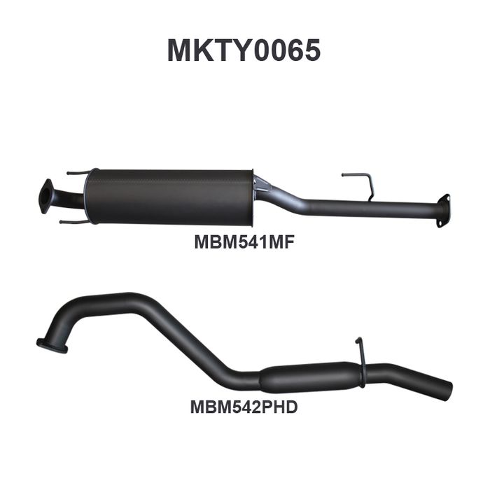 Toyota Hilux 150 4.0L V6 2.5in Cat Back Exhaust System, centre muffler, rear hotdog