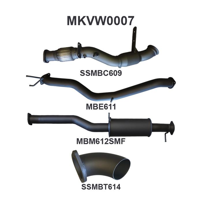 Volkswagen Amarok 2.0L 3in Later Model Standard Exit Sports Muffler