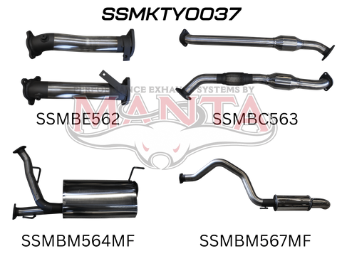 Toyota Landcruiser VDJ200 2.5in With Cat Muffler Centre & Rear, Dump Tip