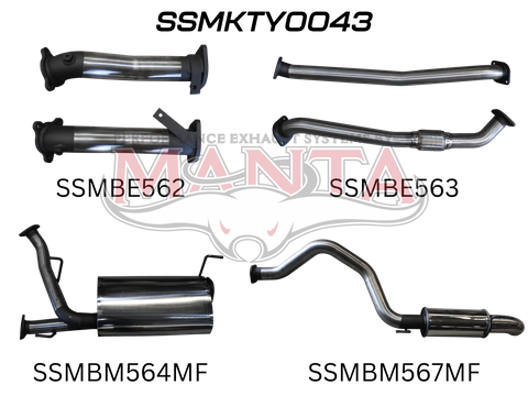 Toyota Landcruiser VDJ200 2.5in NO Cat Muffler Centre & Rear, Dump Tip