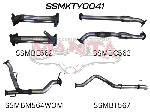 Toyota Landcruiser VDJ200 2.5in With Cat NO Mufflers, Dump Tip