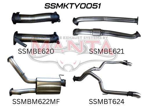 Toyota Landcruiser VDJ200 3in Dual NO Cat, W/Muffler, Exit L & R