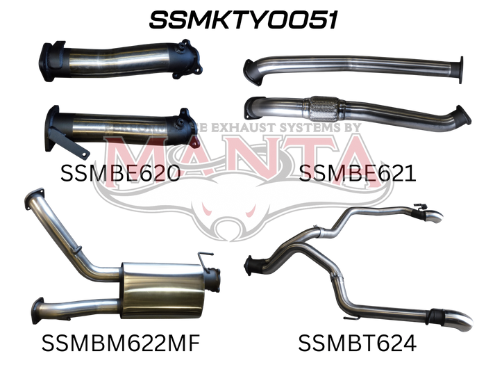 Toyota Landcruiser VDJ200 3in Dual NO Cat, W/Muffler, Exit L & R