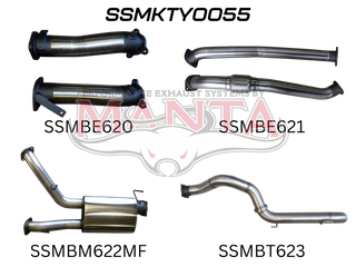Toyota Landcruiser VDJ200 3in Dual NO Cat, W/Muffler, 4in Exit