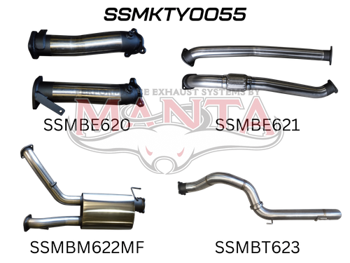 Toyota Landcruiser VDJ200 3in Dual NO Cat, W/Muffler, 4in Exit