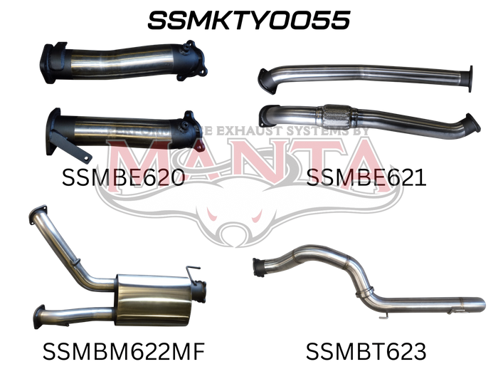 Toyota Landcruiser VDJ200 3in Dual NO Cat, W/Muffler, 4in Exit