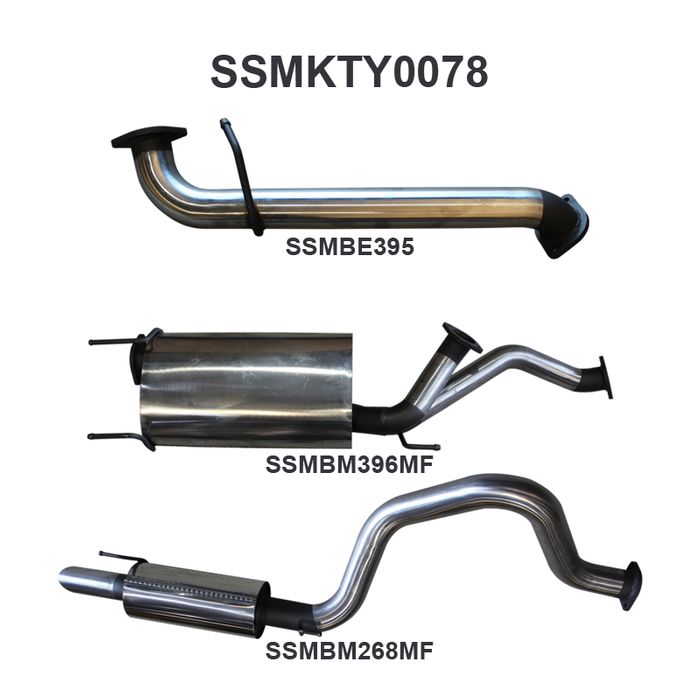 Toyota UZJ100 LANDCRUISER 4.7L V8 3in CAT-BACK EXHAUST WITH CENTRE & REAR MUFFLER