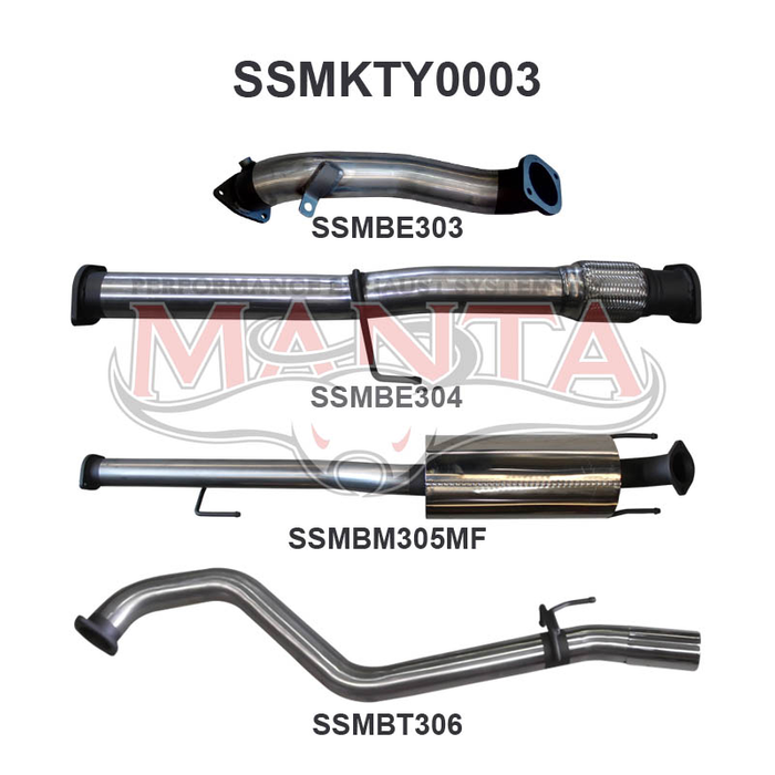 Toyota Hilux KUN26R 3.0L D4D 3in Muffler Without Cat