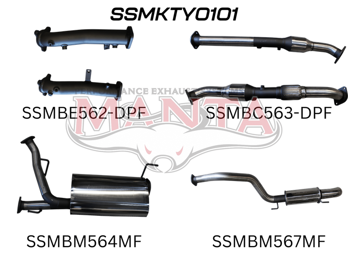 Toyota Landcruiser VDJ200 DPF 2.5in With Cat Muffler C&R, Dump Tip
