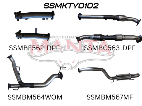 Toyota Landcruiser VDJ200 DPF 2.5in With Cat, Muffler Rear, Dump Tip