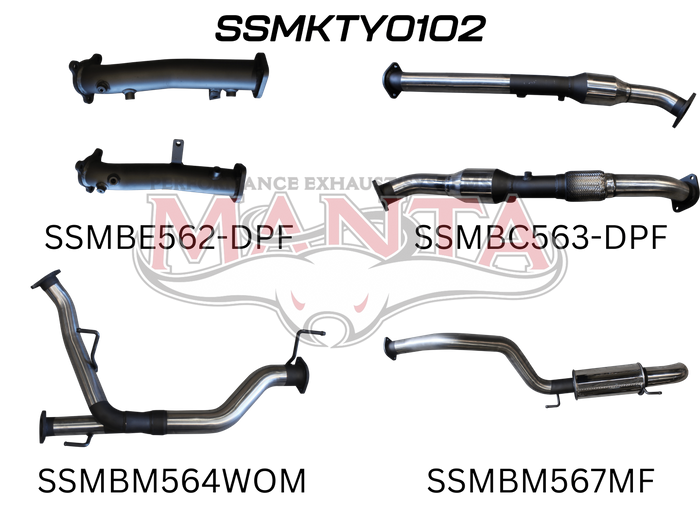 Toyota Landcruiser VDJ200 DPF 2.5in With Cat, Muffler Rear, Dump Tip
