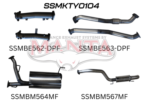 Toyota Landcruiser VDJ200 DPF 2.5in NO Cat Muffler Centre & Rear, Dump Tip