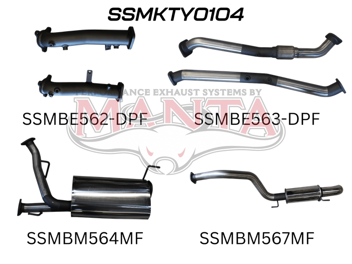 Toyota Landcruiser VDJ200 DPF 2.5in NO Cat Muffler Centre & Rear, Dump Tip