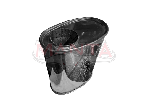 3in, 8in x 5in Oval Offset/Same Side, 12in (290mm) Long, Megaflow Muffler-Stainless Steel
