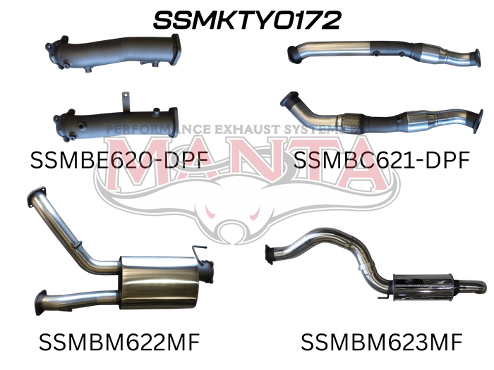 Toyota Landcruiser VDJ200 DPF 3in DUAL With Cat & Muffler 4in Tailpipe W/ Rear MUF