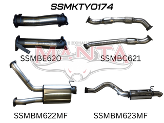 Toyota Landcruiser VDJ200 3in DUAL With Cat & Muffler, 4in EXIT W / Rear MUF