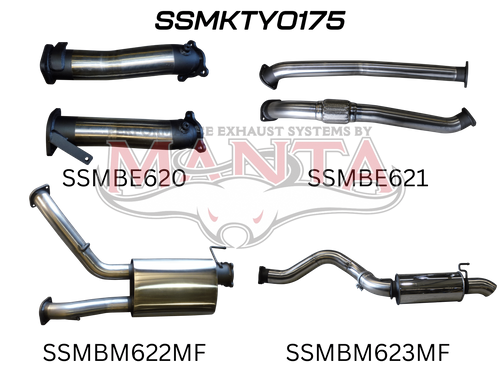 Toyota Landcruiser VDJ200 3in DUAL NO CAT, W/Muffler, 4in EXIT W/Rear MUF