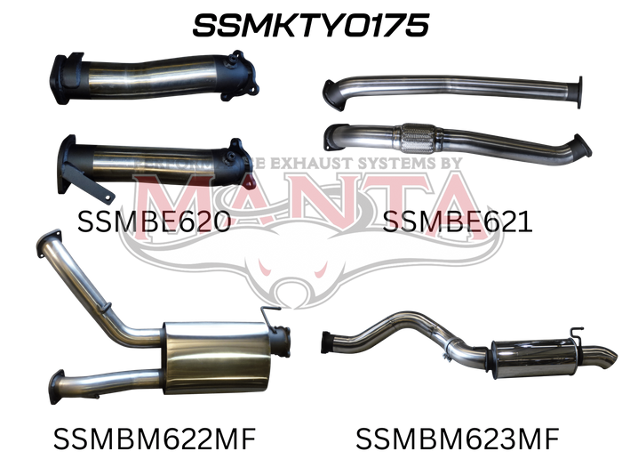 Toyota Landcruiser VDJ200 3in DUAL NO CAT, W/Muffler, 4in EXIT W/Rear MUF