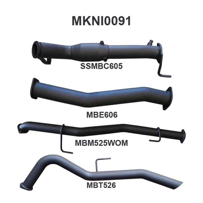 NP300 Navara 3in Turbo Back Exhaust System With Cat, WOM MPI Automotive
