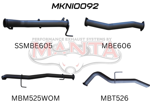 NP300 Navara 3in Turbo Back Exhaust System Without Cat, WOM