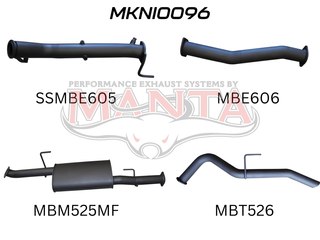 NP300 Navara 3in Turbo Back Exhaust System Without Cat, Muffler