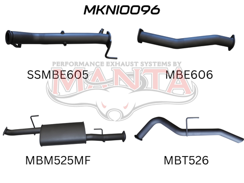 Nissan NP300 Navara 3in Turbo Back Exhaust System Without Cat, Muffler