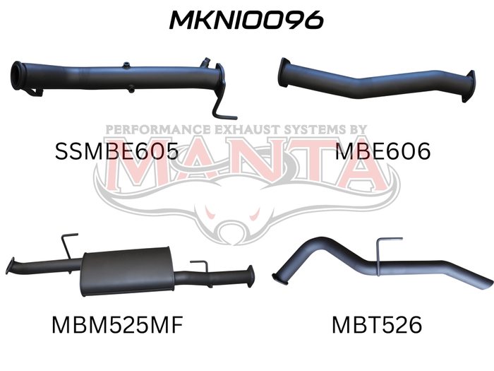 Nissan NP300 Navara 3in Turbo Back Exhaust System Without Cat, Muffler